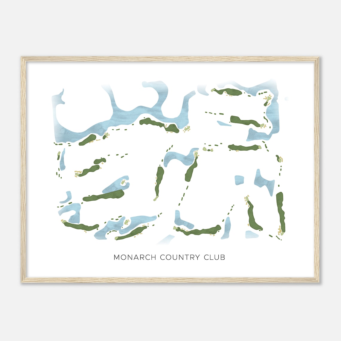 Monarch Country Club Beautiful Minimalist Fairway Line Map Art Poster