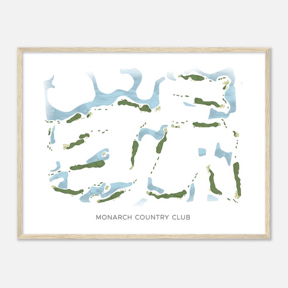 Monarch Country Club Florida Modern Watercolor Map Golfer Gift Golf Wall Art Golf Poster Print Course Layout