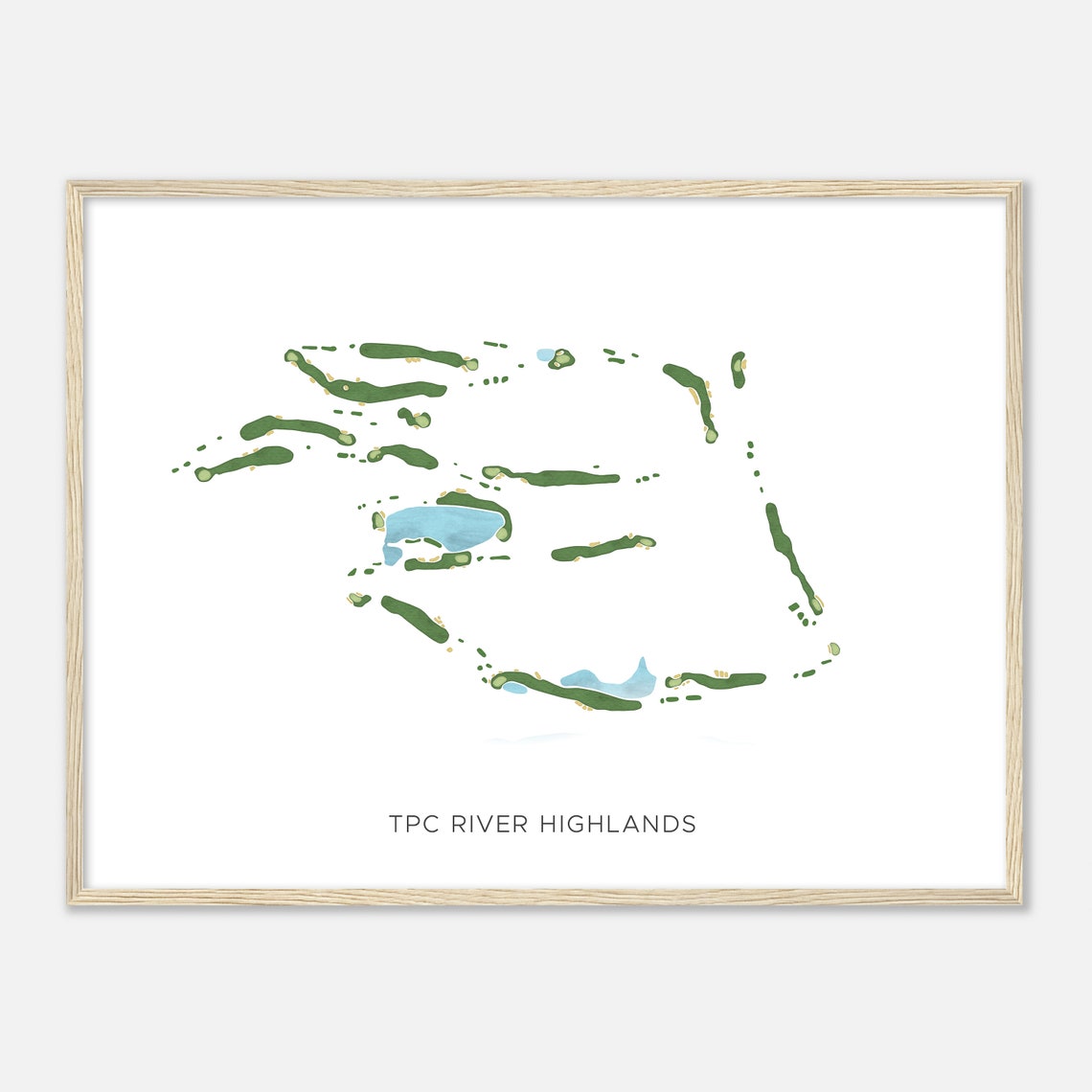 TPC River Highlands Connecticut Modern Watercolor Golf Map Poster - Image 2