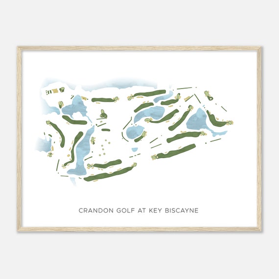 Crandon Golf At Key Biscayne Florida Modern Watercolor Map Golfer Gift Golf Wall Art Golf Poster Print Course Layout