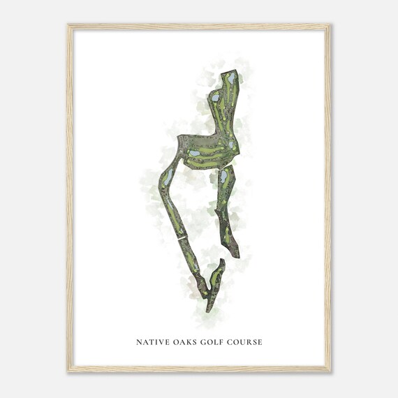 Native Oaks Golf Course California Classic Watercolor Map Golfer Gift Golf Wall Art Golf Poster Print Course Layout