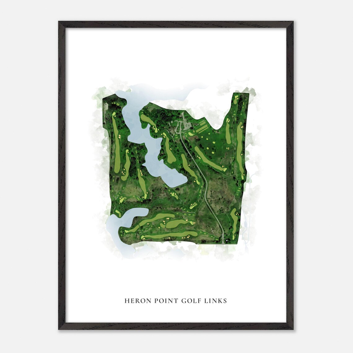 Heron Point Golf Links Classic Watercolor Aerial Map Art Poster - Image 2