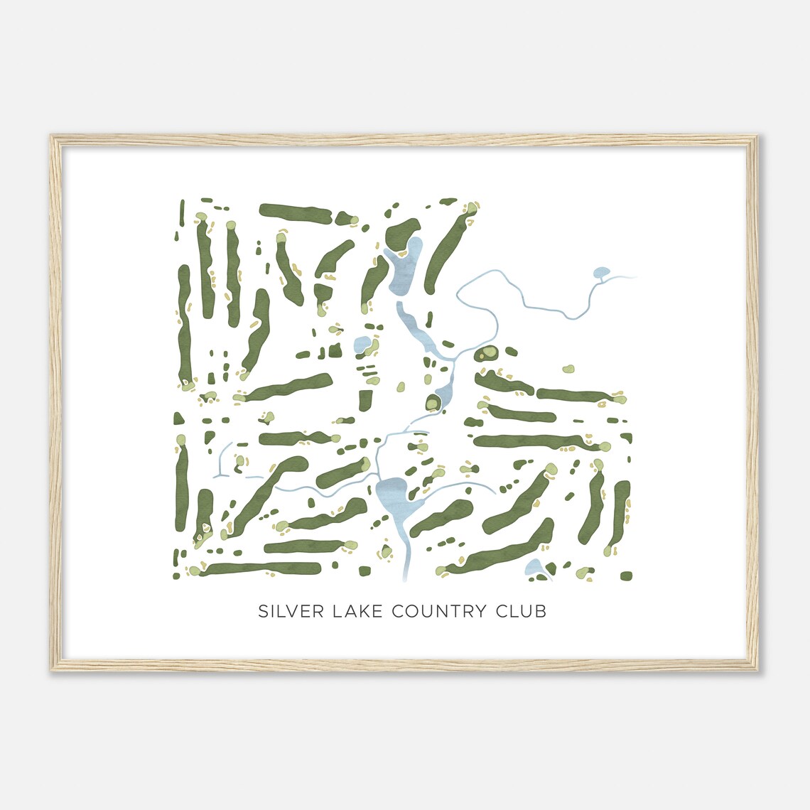 Silver Lake Country Club Golf Course Watercolor Map Art Poster - Image 2