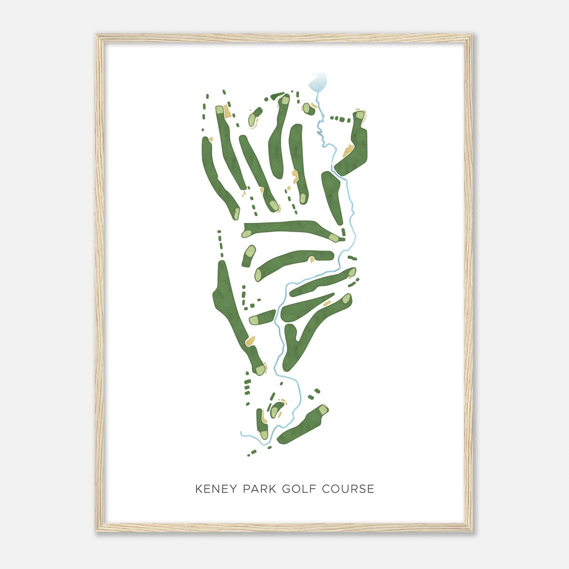 Keney Park Golf Course Modern Watercolor Fairways Map Poster - Image 2