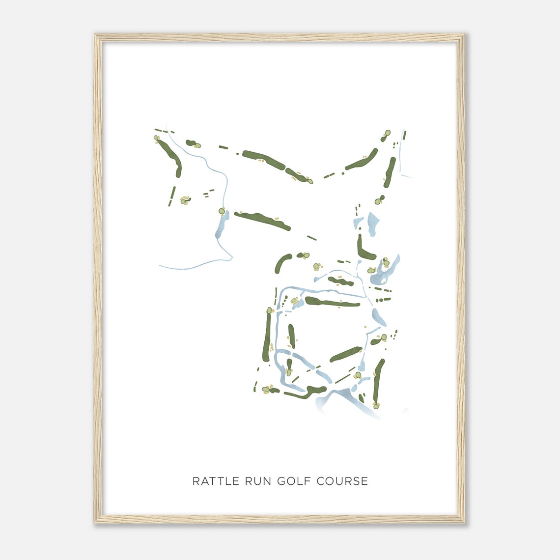 Rattle Run Golf Course Michigan Modern Watercolor Map Poster - Image 2