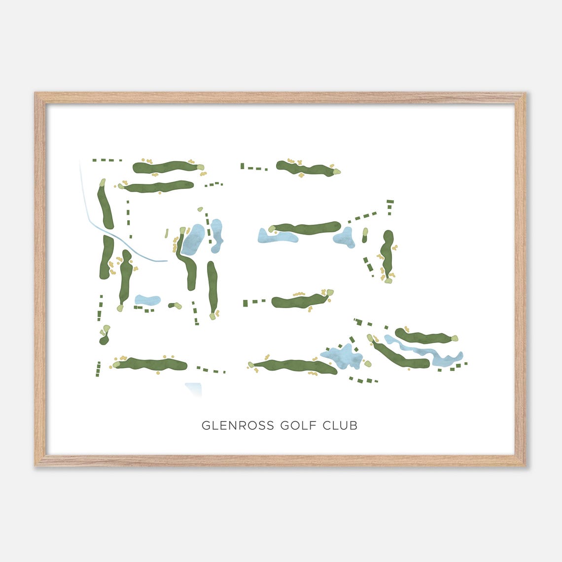 Glenross Golf Club Delaware Ohio Modern Watercolor Golf Map Poster