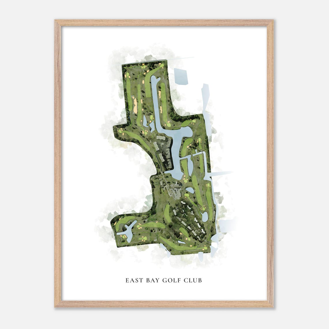 East Bay Golf Club Watercolor Aerial Golf Course Layout Map Poster - Image 2