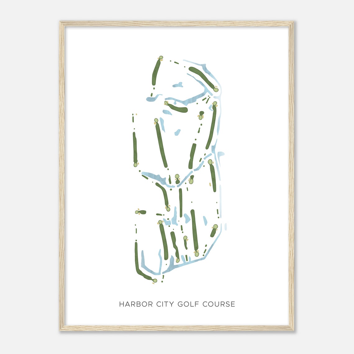 Harbor City Golf Course Florida Modern Watercolor Map Golf Poster
