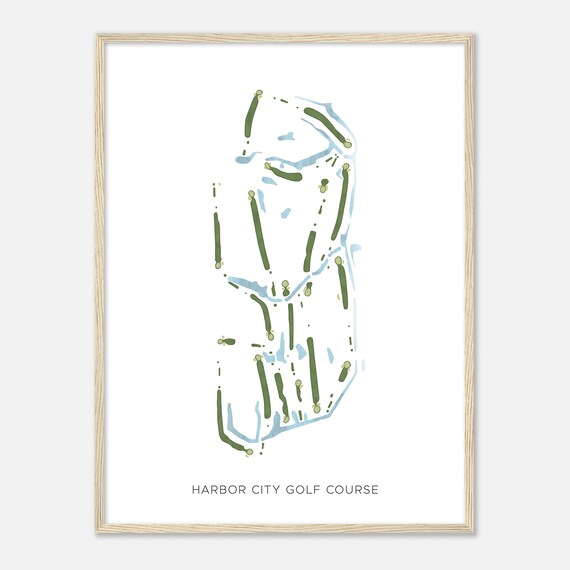 Harbor City Golf Course Florida Modern Watercolor Map Golf Poster