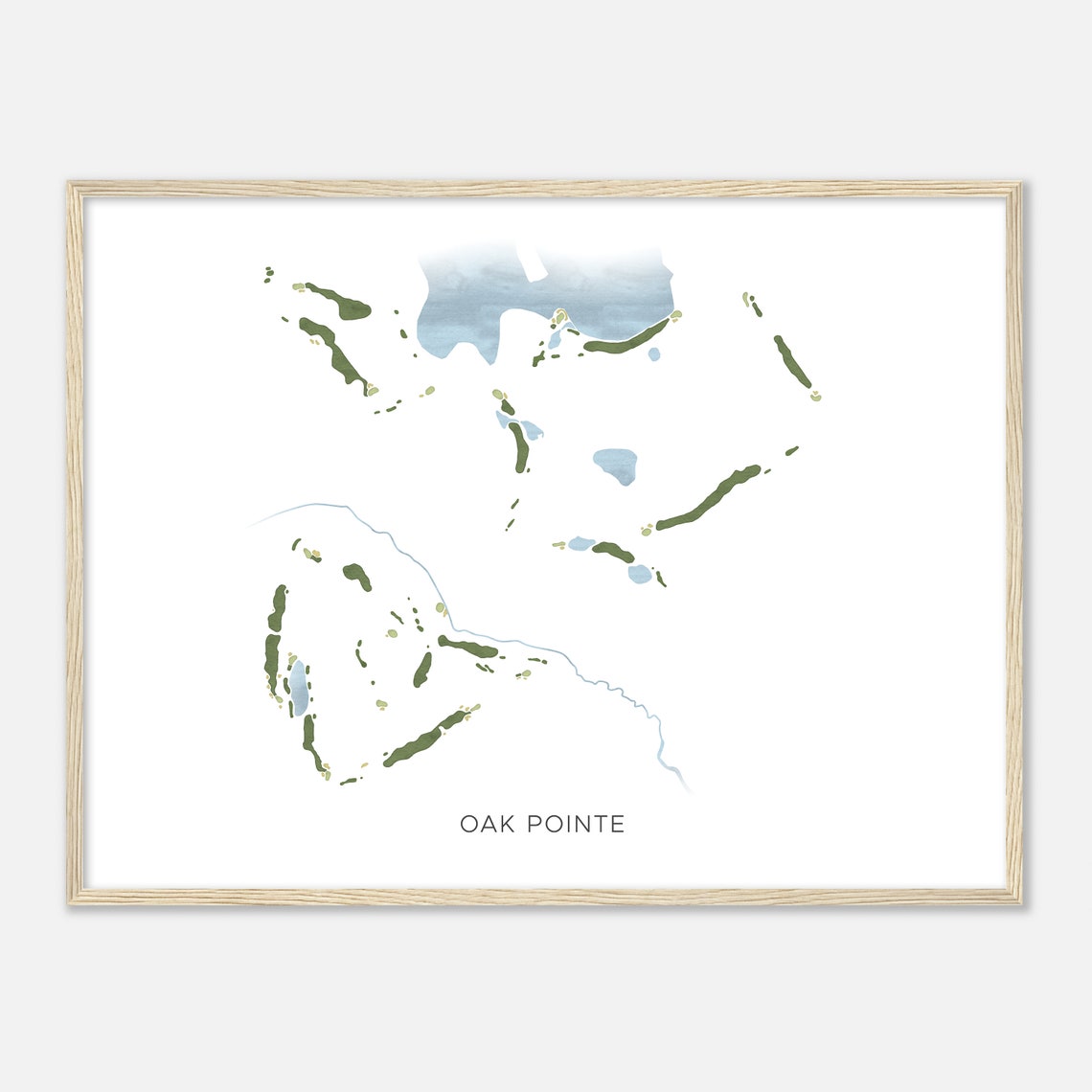 Oak Pointe Michigan Modern Watercolor Map Golfer Gift Golf Wall Art Golf Poster Print Course Layout