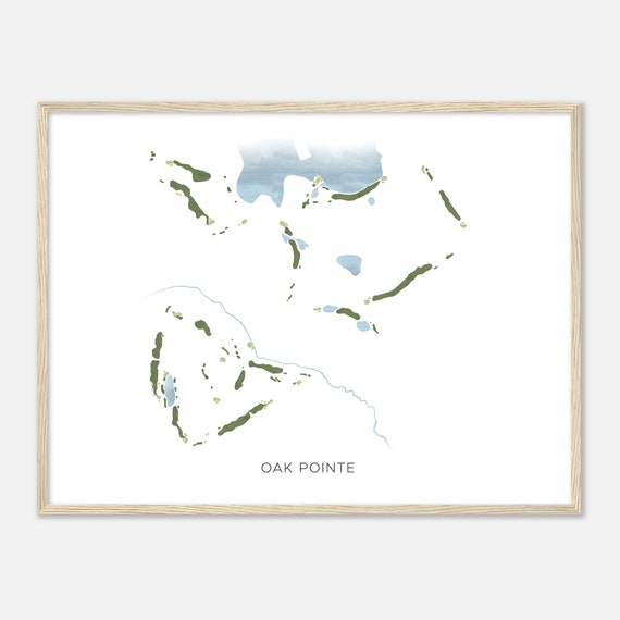 Oak Pointe Michigan Modern Watercolor Map Golfer Gift Golf Wall Art Golf Poster Print Course Layout