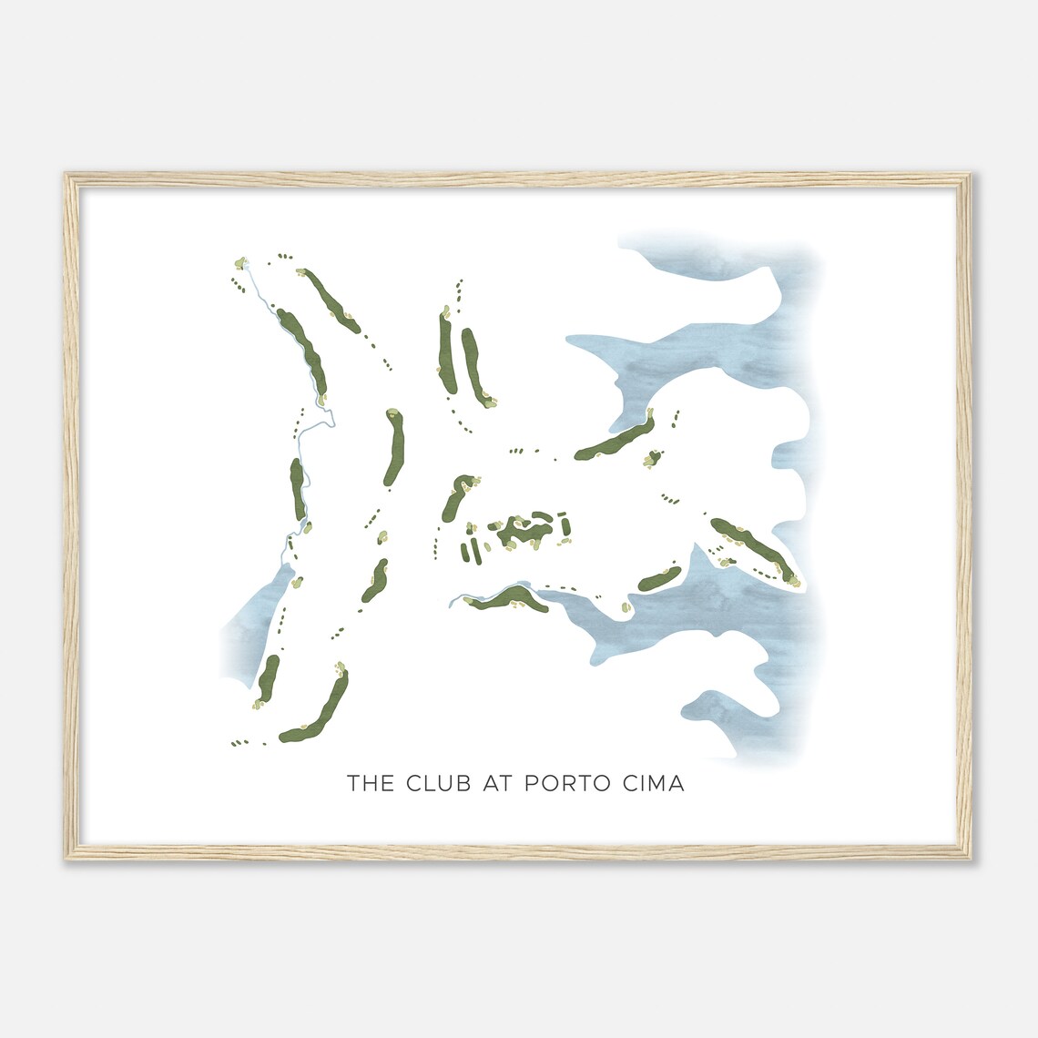 The Club At Porto Cima Minimalist Watercolor Golf Course Map Poster - Image 2