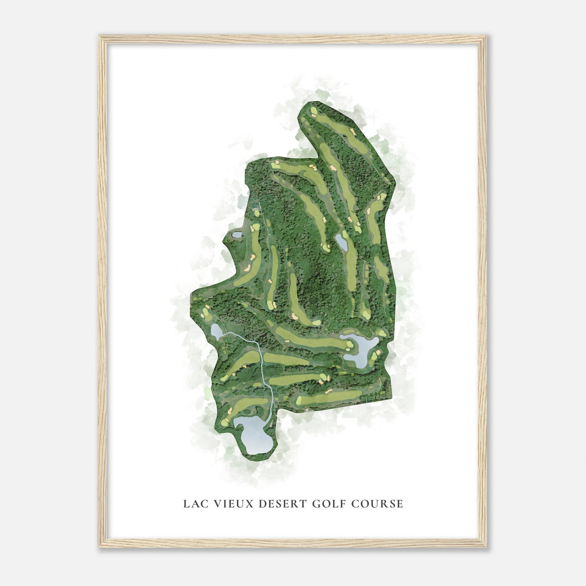 Lac Vieux Desert Golf Course Classic Watercolor Golf Map Poster
