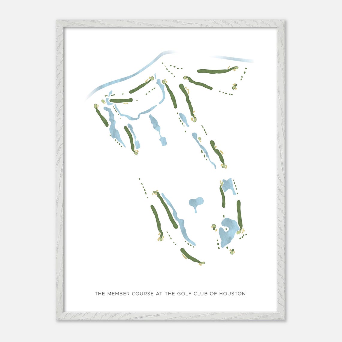 Member Course Golf Club of Houston Watercolor Fairway Map Poster - Image 2