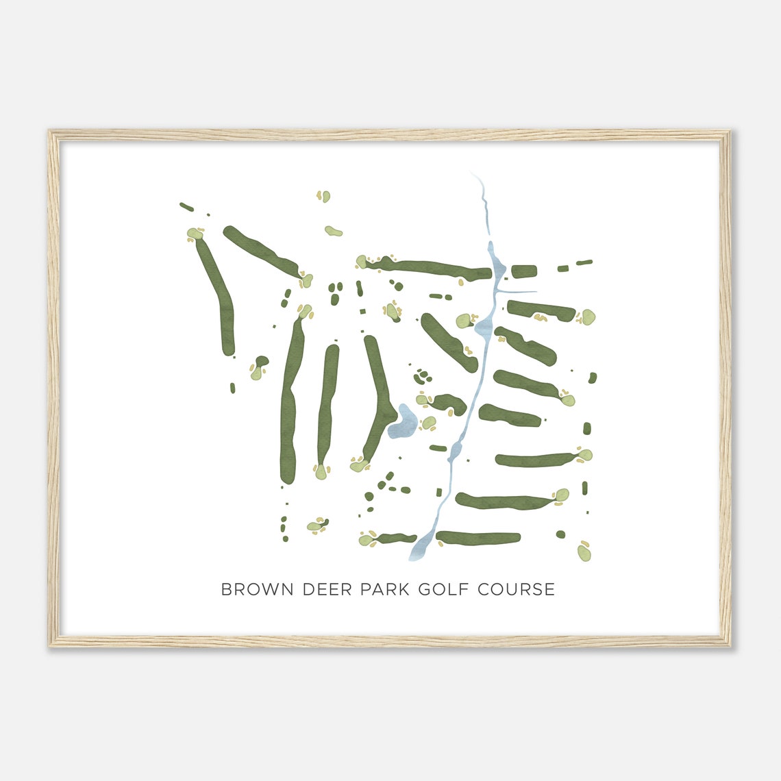 Brown Deer Park Golf Course Modern Watercolor Golf Map Wall Art - Image 2