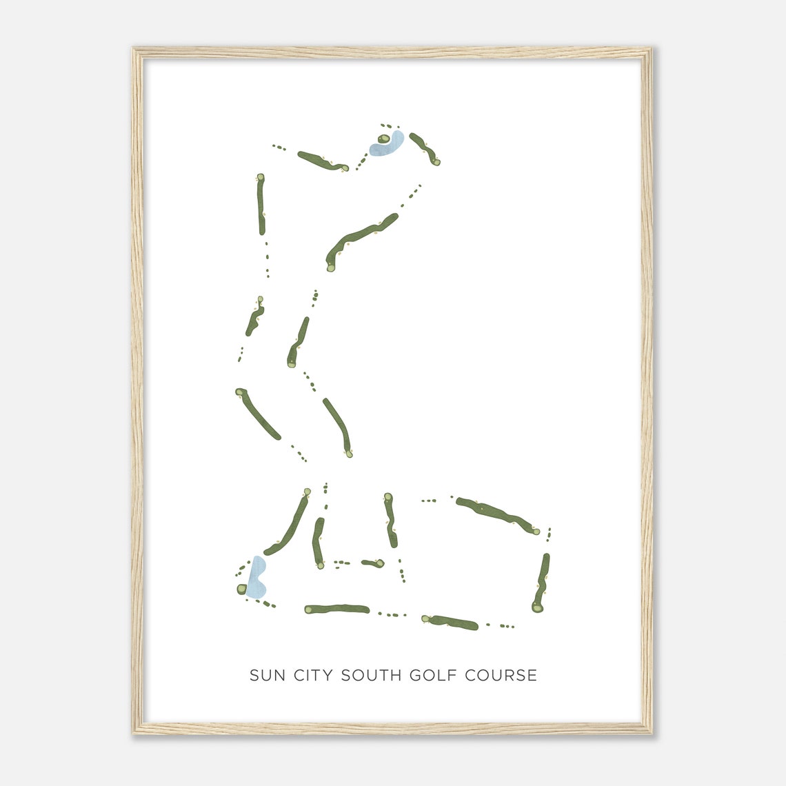 Sun City South Golf Course Arizona Modern Watercolor Map Poster