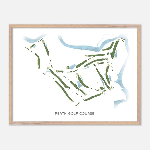 Perth Golf Course Canada Modern Minimalist Fairway Map Art Poster