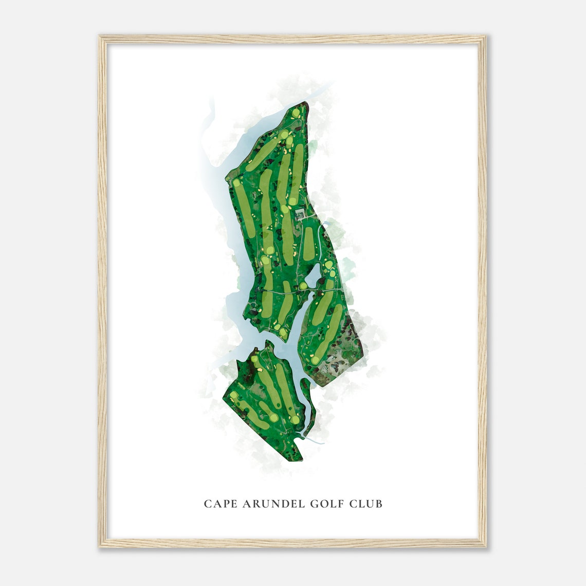 Cape Arundel Golf Club Maine Classic Watercolor Map Art Poster