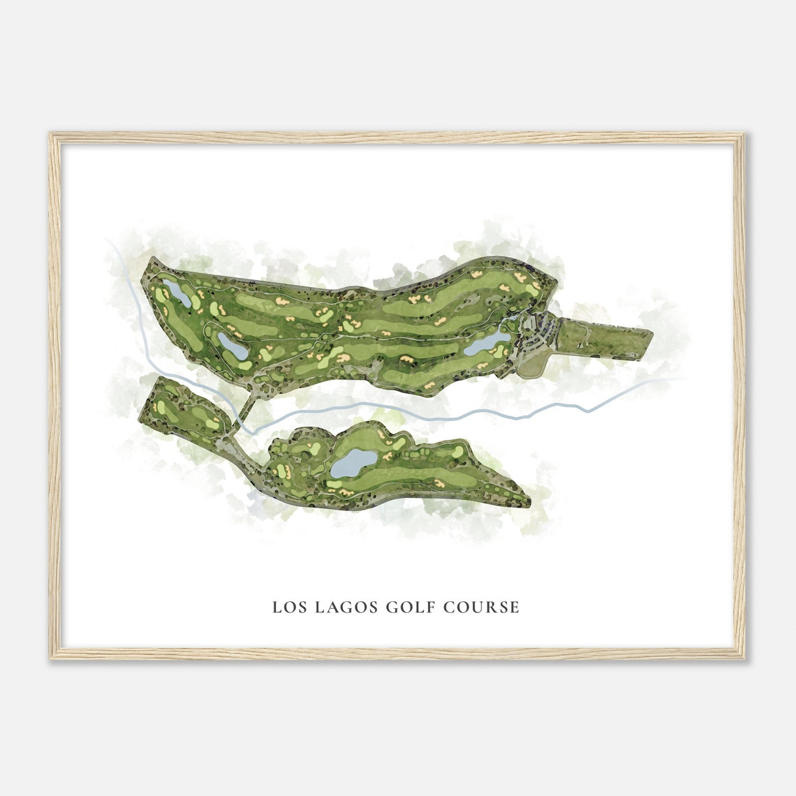 Los Lagos Golf Course Classic Watercolor Golf Course Map Poster