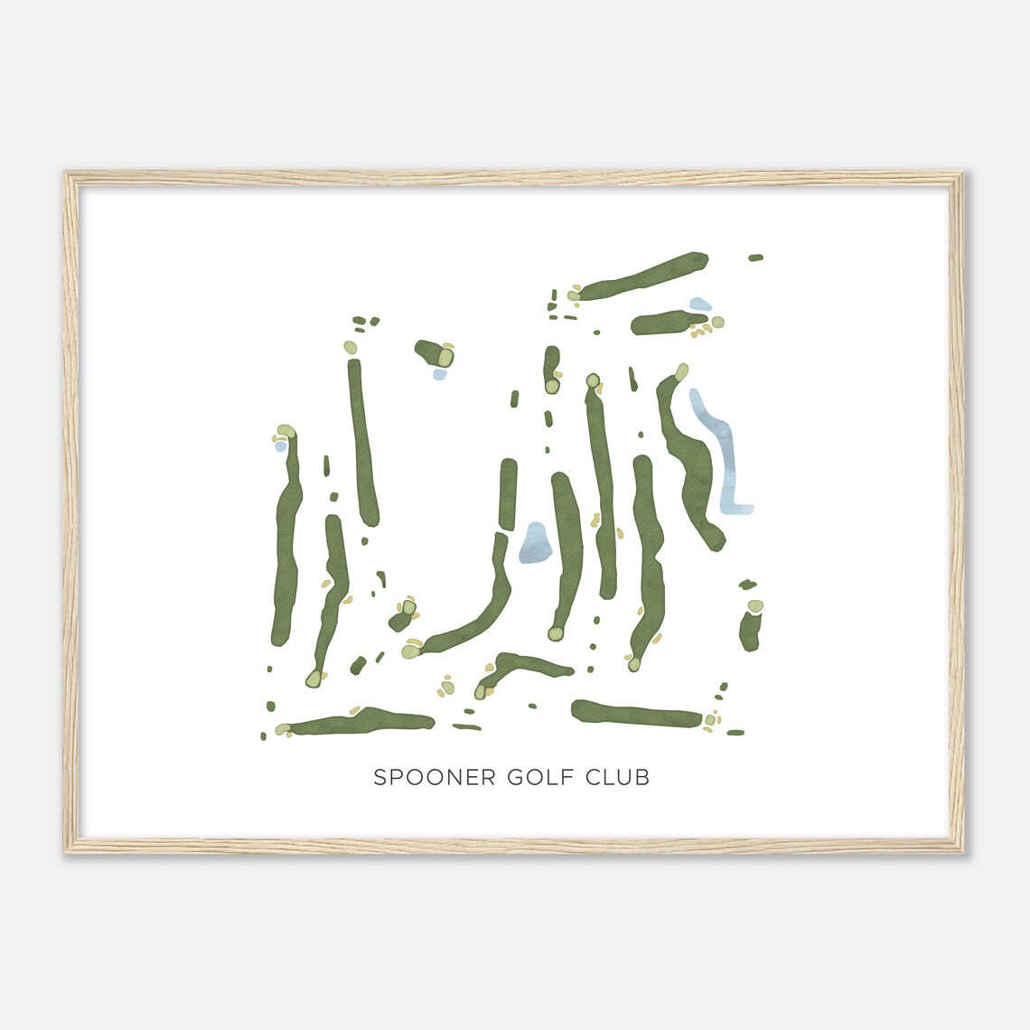 Spooner Golf Club Minimalist Watercolor Course Map Sports Wall Art - Image 2