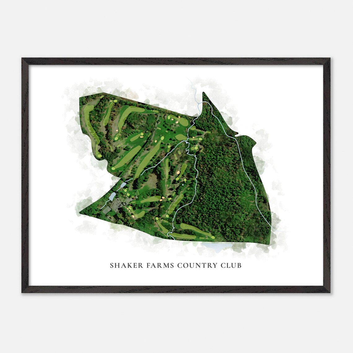Shaker Farms Country Club Classic Aerial Watercolor Golf Map Poster - Image 5