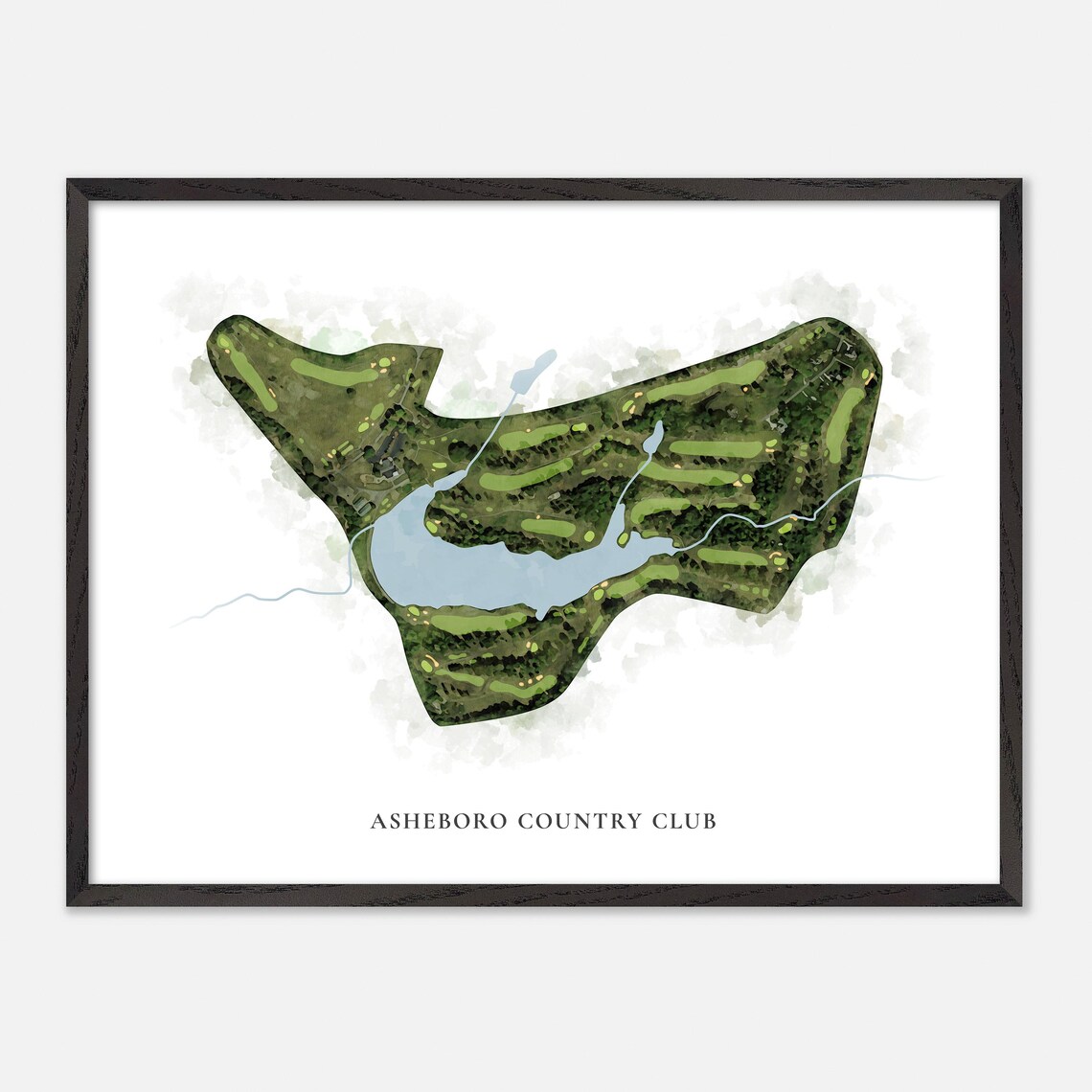 Asheboro Country Club Classic Watercolor Lakeside Map Poster - Image 5