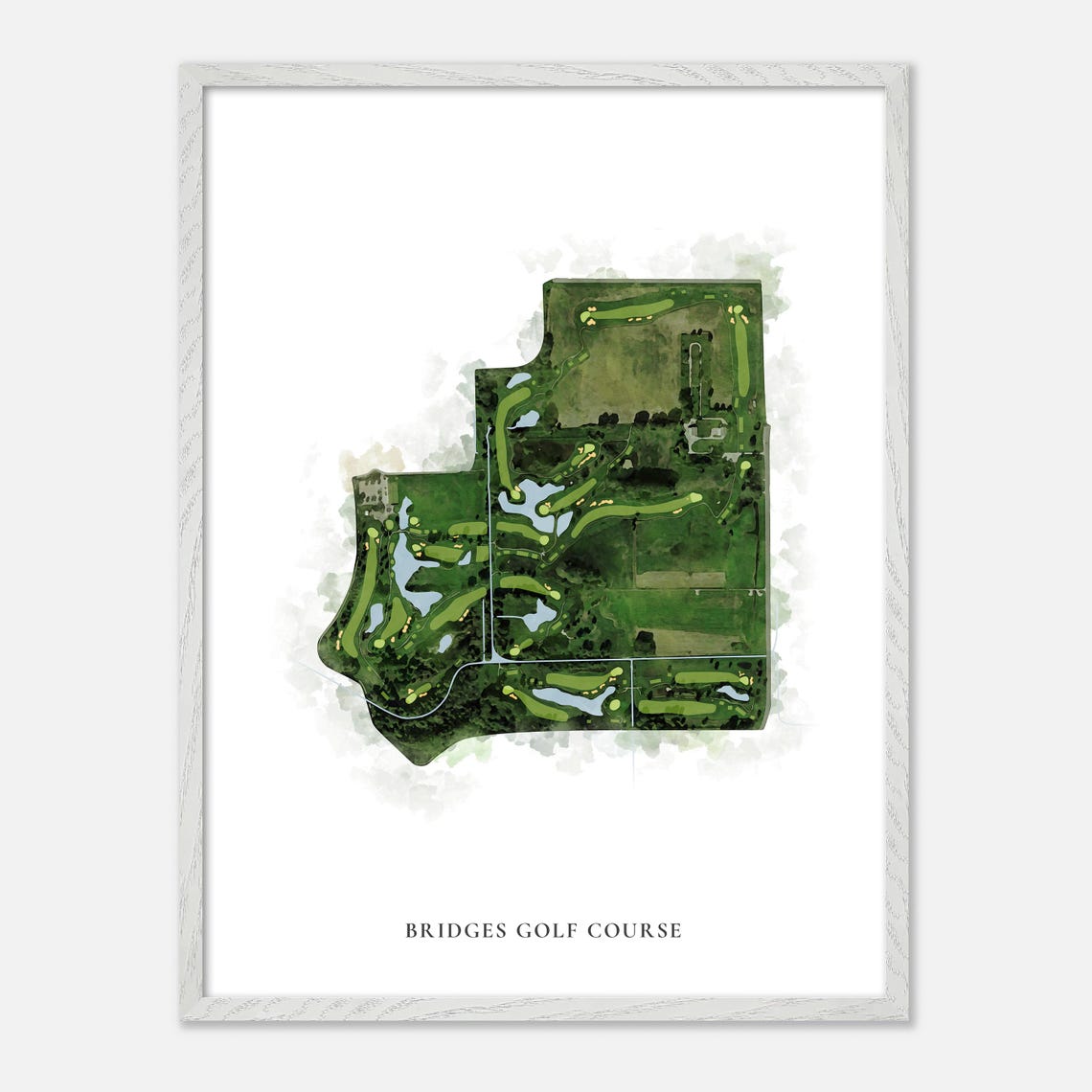 Bridges Golf Course Classic Watercolor Aerial Map Art Poster - Image 2