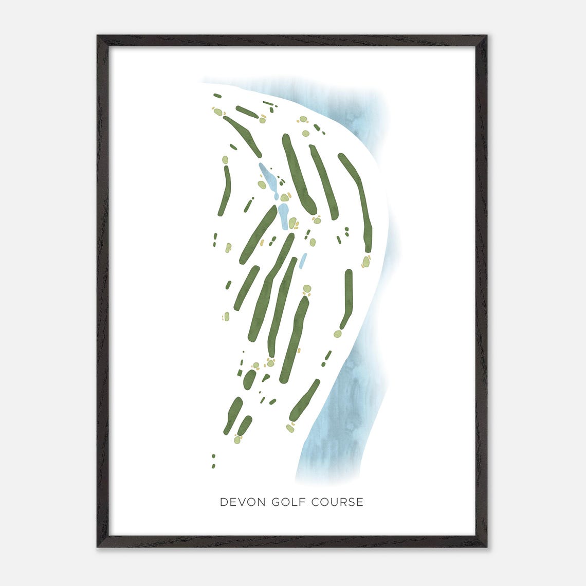 Devon Golf Course Modern Minimalist Watercolor Golf Map Poster - Image 2
