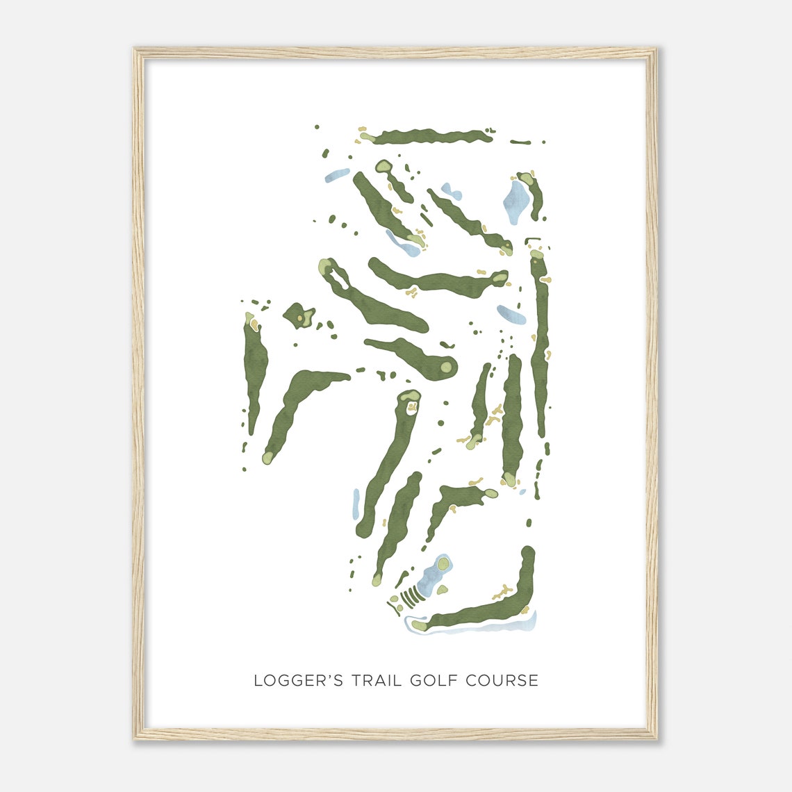 Logger's Trail Golf Course Modern Watercolor Course Map Poster - Image 2