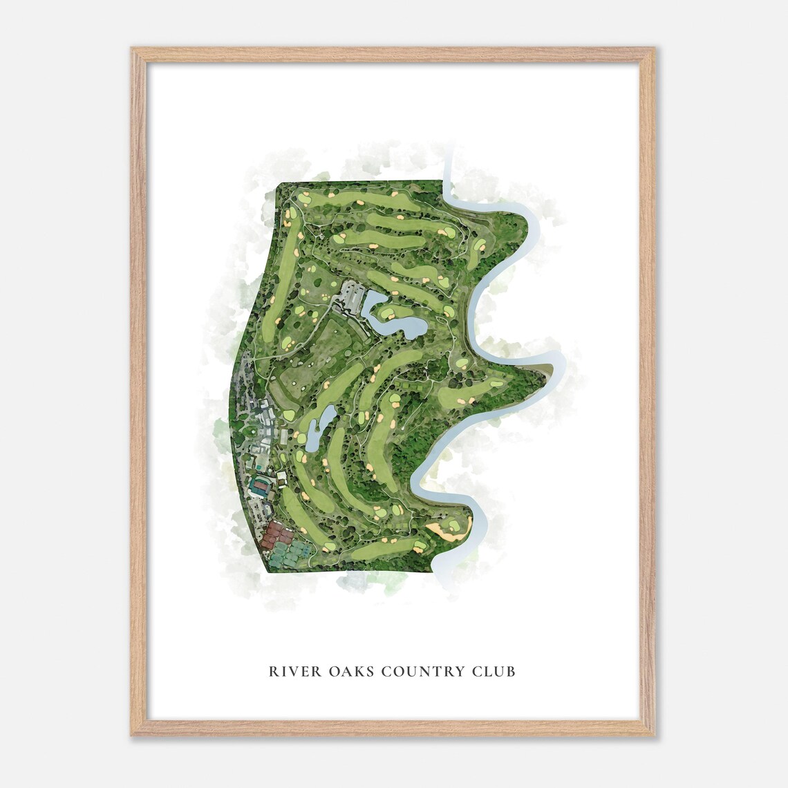River Oaks Country Club Houston Texas Classic Watercolor Map Poster - Image 6