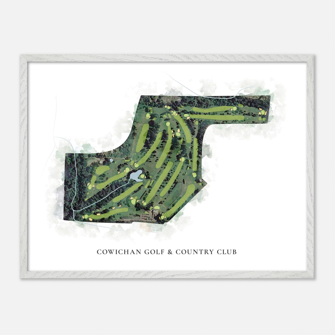 Cowichan Golf & Country Club Canada Classic Watercolor Course Map Poster - Image 3
