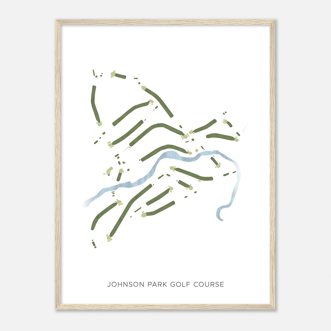Johnson Park Golf Course Minimalist Watercolor Golf Course Map Poster - Image 2