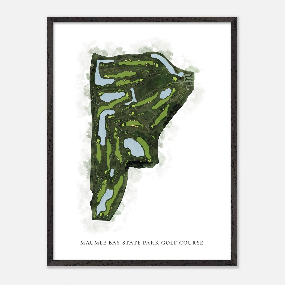 Maumee Bay State Park Golf Course Aerial Watercolor Map Art Poster Gift - Image 3