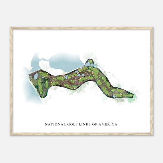National Golf Links Of America New York Classic Watercolor Map Golfer Gift Golf Wall Art Golf Poster Print Course Layout