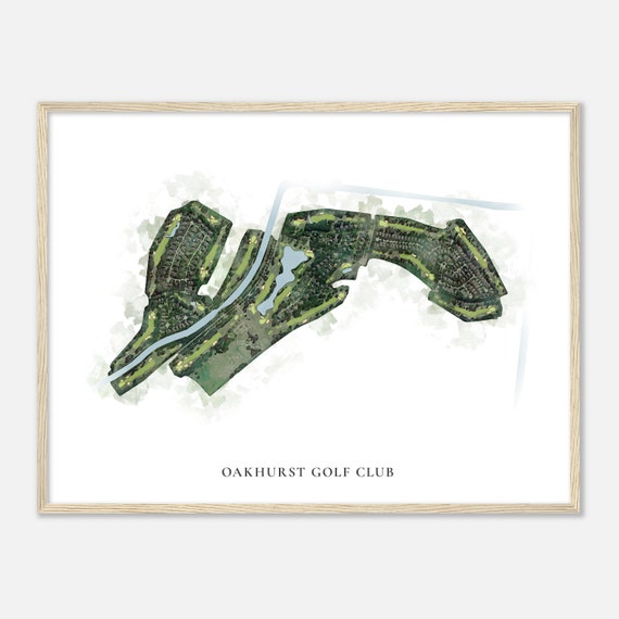 Oakhurst Golf Club Texas Classic Watercolor Map Golfer Gift Golf Wall Art Golf Poster Print Course Layout
