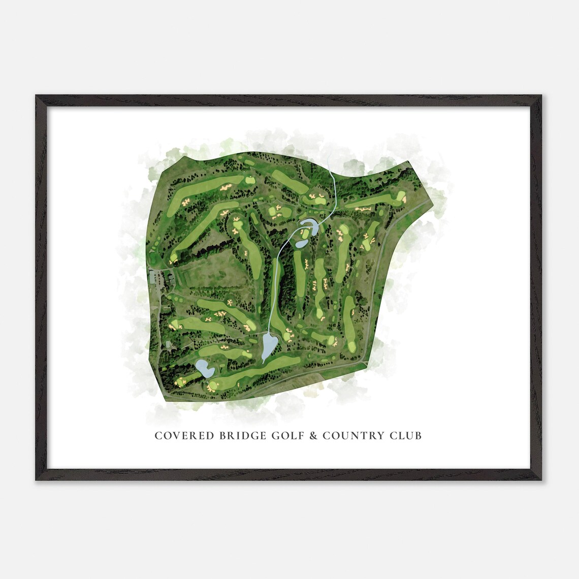 Covered Bridge Golf & Country Club Hartland Canada Classic Watercolor Golf Map Poster - Image 4