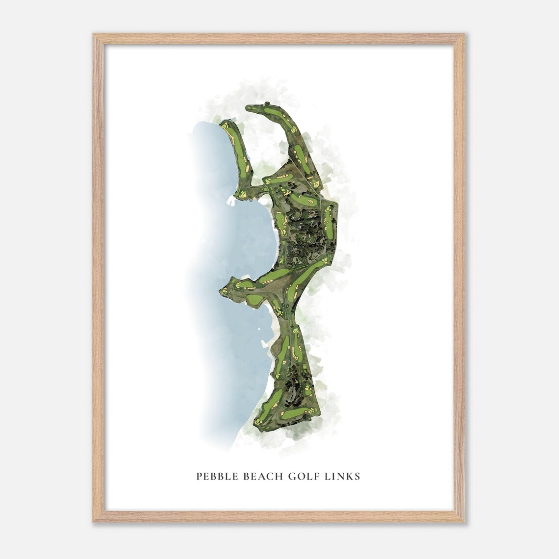 Pebble Beach Golf Links California Watercolor Map Print - Image 2
