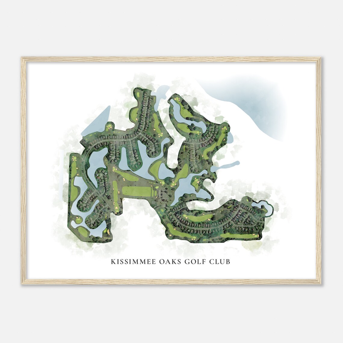 Kissimmee Oaks Golf Club Florida Classic Watercolor Course Map Poster - Image 2