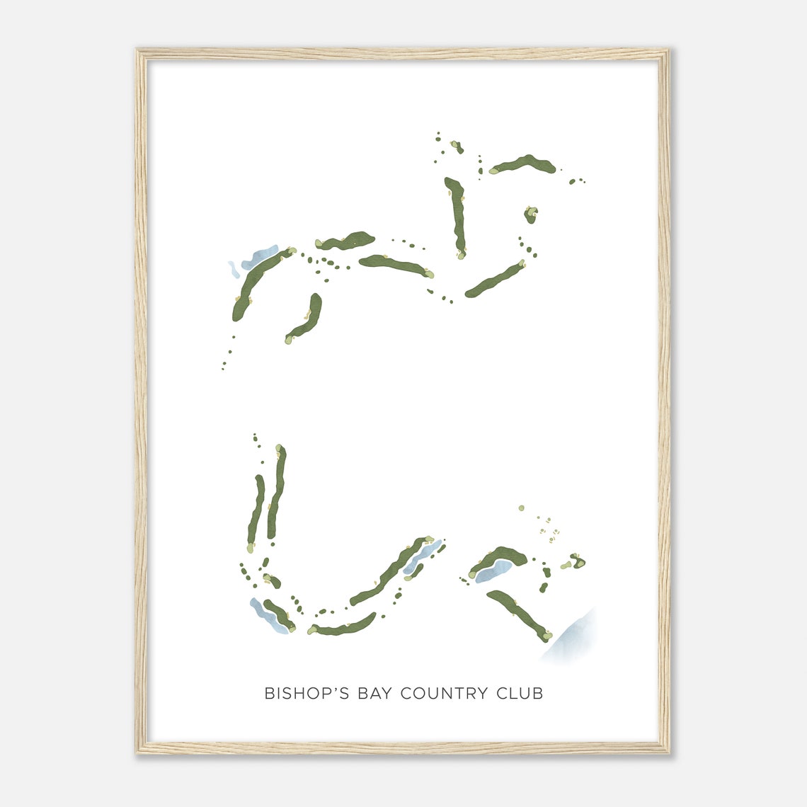 Bishop's Bay Country Club Minimalist Watercolor Golf Course Map Poster