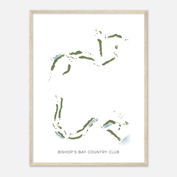 Bishops Bay Country Club Wisconsin Modern Watercolor Map Golfer Gift Golf Wall Art Golf Poster Print Course Layout