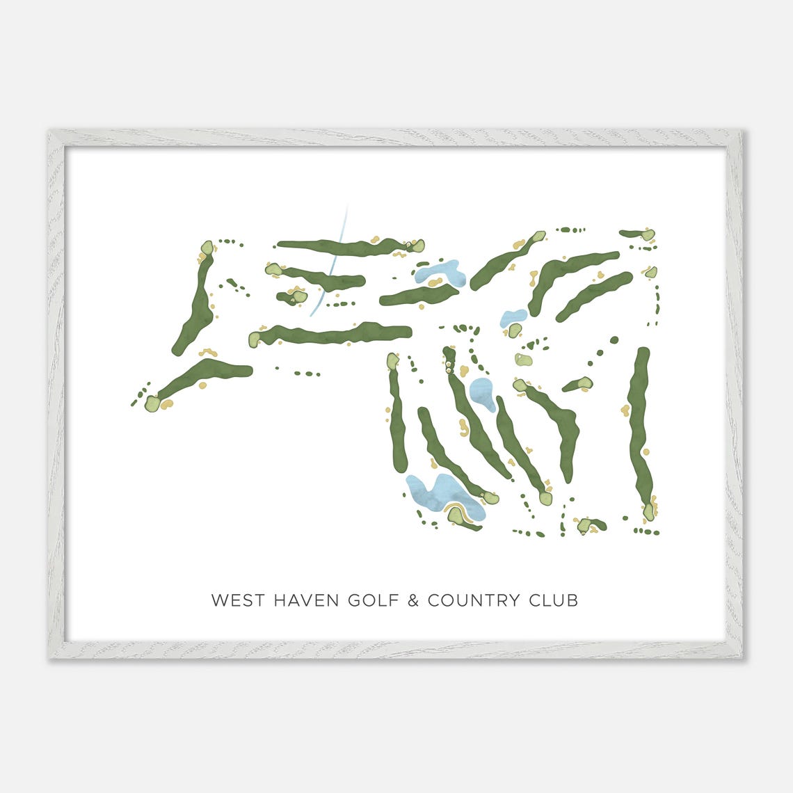 West Haven Golf and Country Club Modern Watercolor Map Poster - Image 3