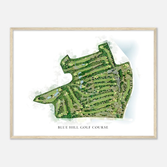 Blue Hill Golf Course New York Classic Watercolor Map Golfer Gift Golf Wall Art Golf Poster Print Course Layout