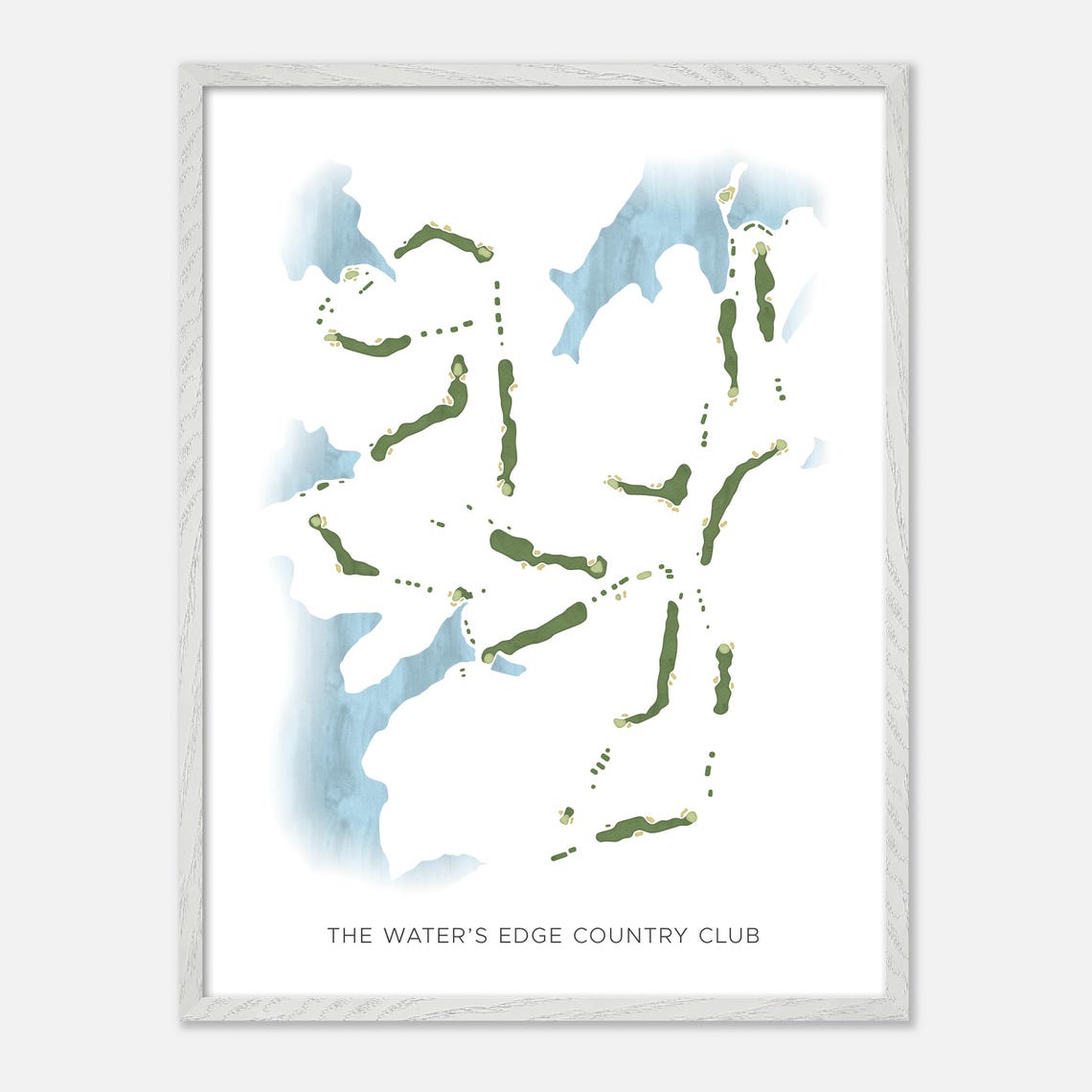 The Waters Edge Country Club Modern Minimalist Watercolor Map Poster - Image 2