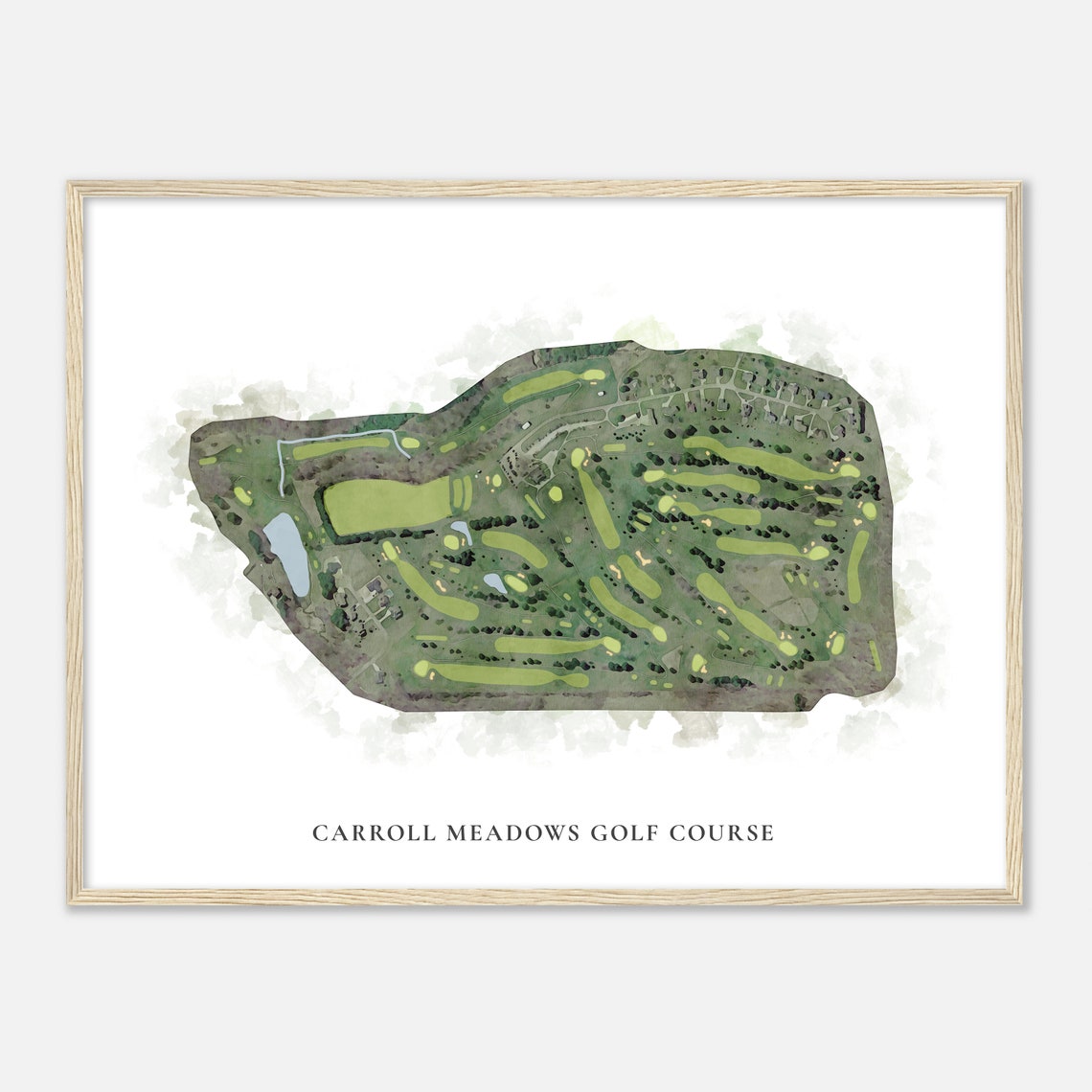 Carroll Meadows Golf Course Ohio Classic Watercolor Map Golfer Gift Golf Wall Art Golf Poster Print Course Layout