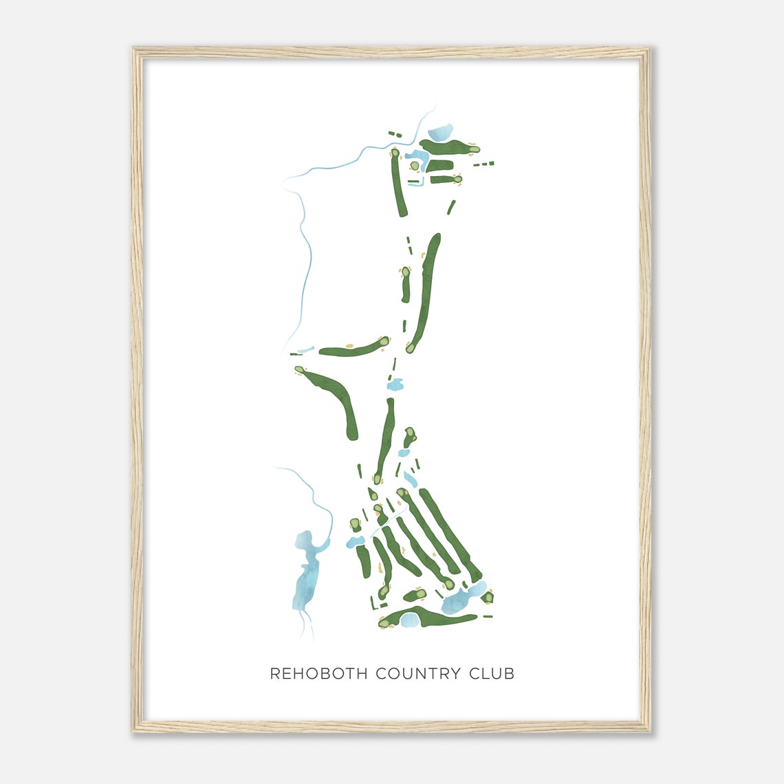 Rehoboth Country Club Modern Minimalist Watercolor Course Map Poster - Image 2