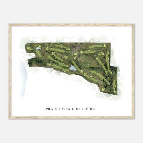 Prairie View Golf Course Illinois Classic Watercolor Map Golfer Gift Golf Wall Art Golf Poster Print Course Layout