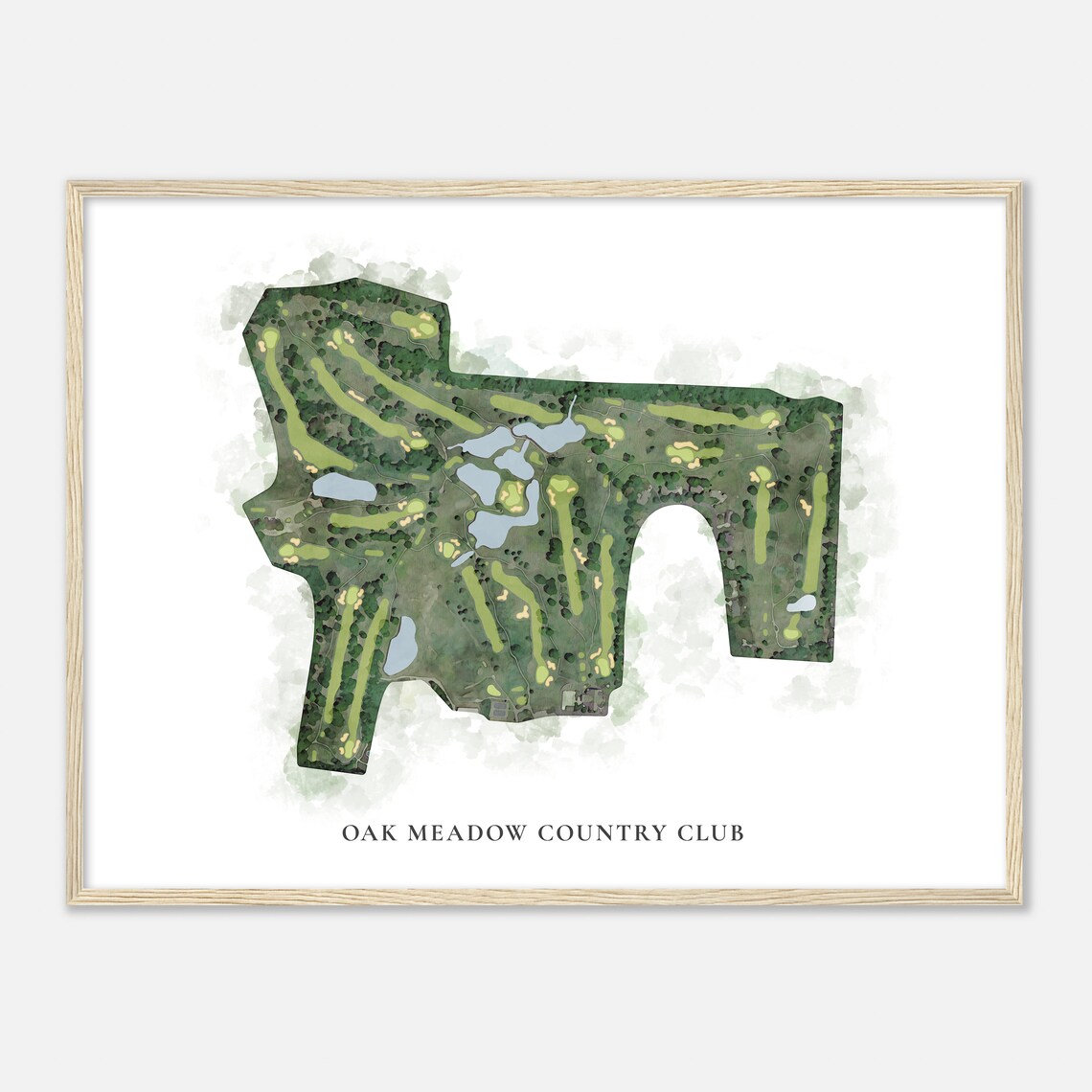 Oak Meadow Country Club Classic Watercolor Aerial Map Wall Art - Image 2