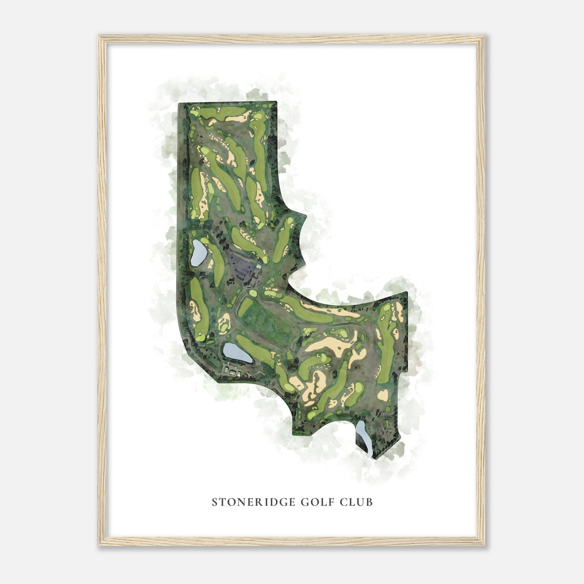 Stoneridge Golf Club Classic Watercolor Aerial Course Map Art Poster