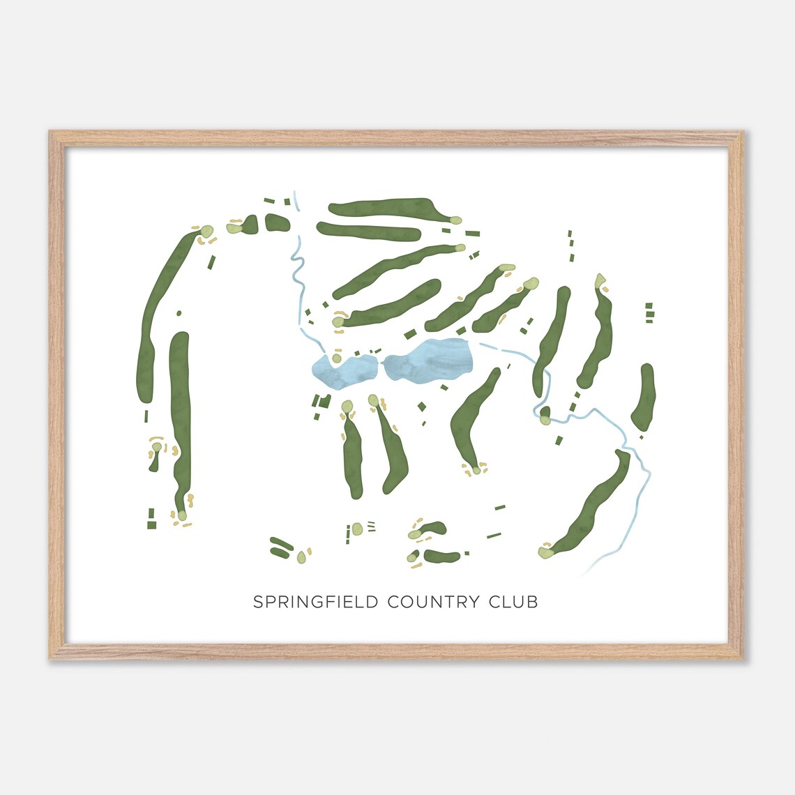 Springfield Country Club Minimalist Watercolor Course Map Poster
