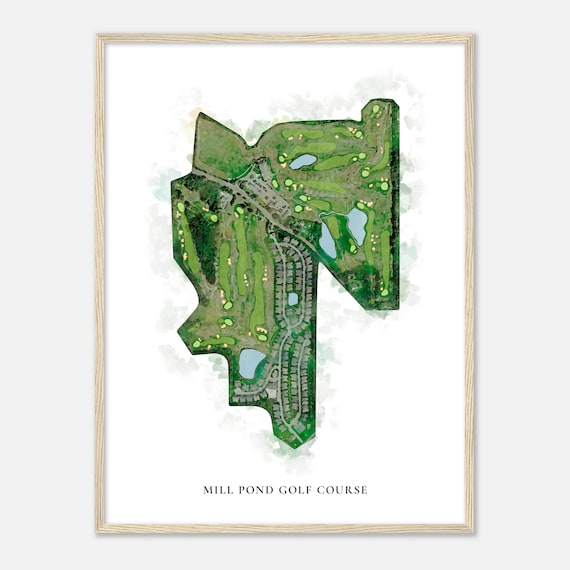 Mill Pond Golf Course New York Classic Watercolor Map Golfer Gift Golf Wall Art Golf Poster Print Course Layout